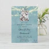 Winter Snow Owl Moon Mason Jar Bridesmaid Luncheon Einladung (Stehend Vorderseite)