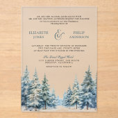 Winter Snow Pine Tree Forest Wedding Acryleinladungen (Vorderseite)