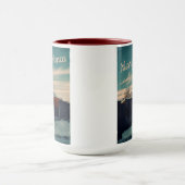 Winter Snow Scene Teal Sky Retro Landscape Tasse (Zentrum)