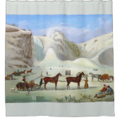 Winter Snow Sleds Sleighs Horses Shower Curtain Duschvorhang (Vorderseite)