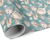 Winter Snow Sparrow Wasserfarbe Handgestrichen Geschenkpapier (Rolleneckpunkt)