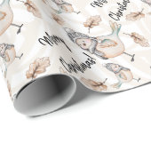 Winter Snow Sparrow Wasserfarbe Handgestrichen Geschenkpapier (Rolleneckpunkt)