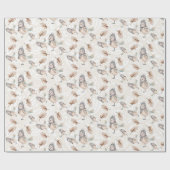 Winter Snow Sparrow Wasserfarbe Handgestrichen Geschenkpapier (Flach)