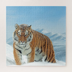 Winter Snow Tiger Mountains Tierisches Foto Trendy Puzzle