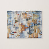 Winter Snow Village Szene Puzzle (Horizontal)