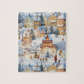 Winter Snow Village Szene Puzzle (Vertikal)