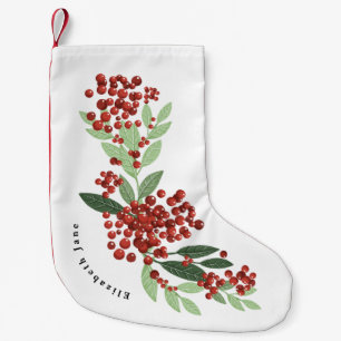Winter Snow Weihnachten Botanische Berries Custom Kleiner Weihnachtsstrumpf