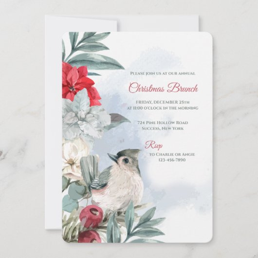 Winter Snowbird Holiday Brunch Einladung (Vorderseite)