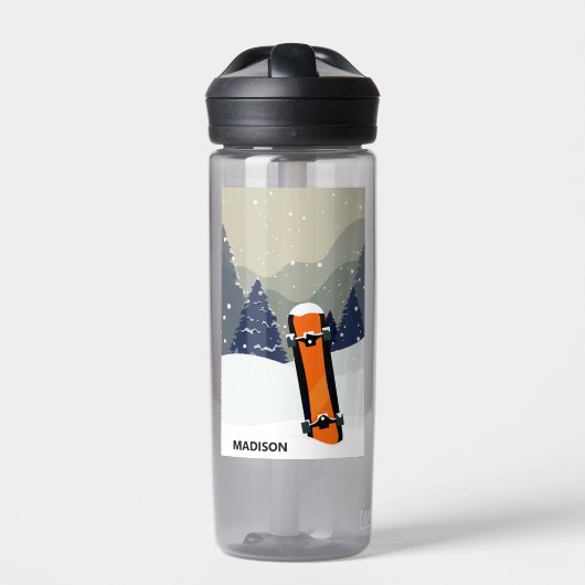 Winter Snowboard individuelle Name Trinkflasche (Vorderseite)