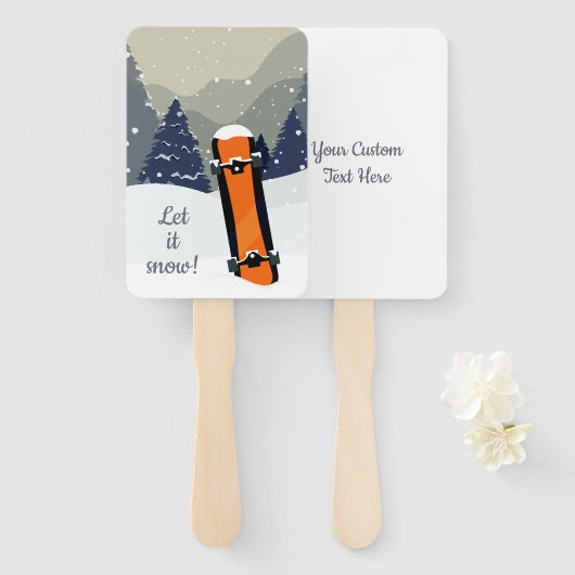 Winter Snowboarden für benutzerdefinierte Texthand Fächer (Vorne und Hinten)