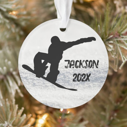 Winter Snowboarden Individuelle Name und Datum Ornament (Baum)