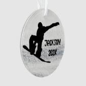 Winter Snowboarden Individuelle Name und Datum Ornament (Vorderseite)