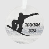 Winter Snowboarden Individuelle Name und Datum Ornament (Vorderseite)