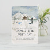 Winter Snowboarden Skifahren Einladung zum Geburts (Stehend Vorderseite)