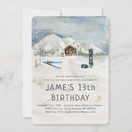 Winter Snowboarden Skifahren Einladung zum Geburts