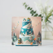WINTER SNOWBOARDING THEMA KINDERGEBURTSTAG CAKE KARTE (Stehend Vorderseite)