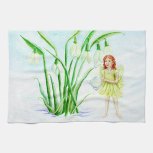 Winter Snowdrop Fairy Magic Geschirrtuch