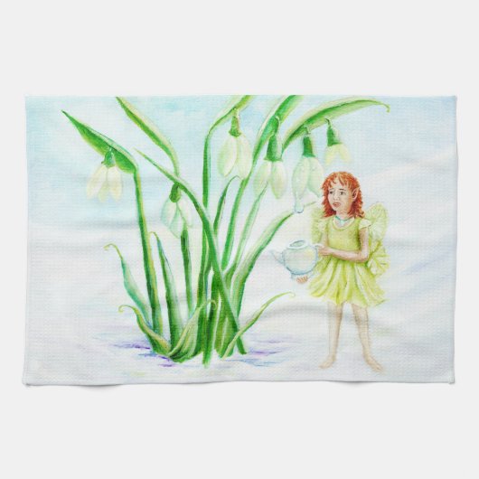 Winter Snowdrop Fairy Magic Geschirrtuch (Horizontal)