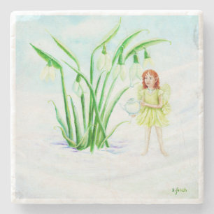Winter Snowdrop Fairy Magic Steinuntersetzer