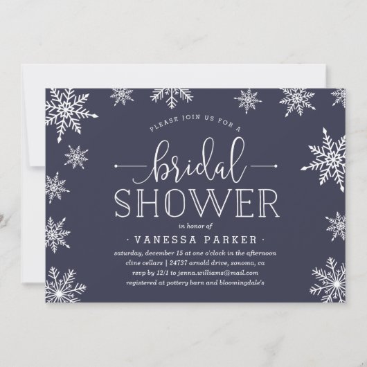 Winter Snowfall Bridal Dusche Einladung (Vorderseite)