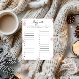 WInter Snowflake Baby ABC Baby Shower Game Card Einladung