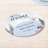 Winter Snowflake Baby Cold Outdoor Bärenschale Runder Pappuntersetzer (Angewinkelt)