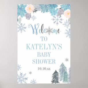 Winter Snowflake Baby Dusche Begrüßungszeichen Bla Poster