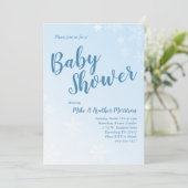 Winter Snowflake Baby Dusche Blue Boy Einladung (Stehend Vorderseite)