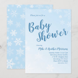 Winter Snowflake Baby Dusche Blue Boy Einladung