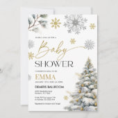 Winter Snowflake Baby Dusche Einladung (Vorderseite)