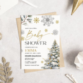 Winter Snowflake Baby Dusche Einladung