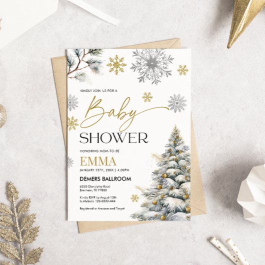 Winter Snowflake Baby Dusche Einladung