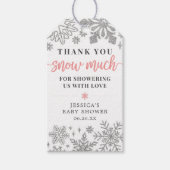 Winter Snowflake Baby Dusche Gefallen Tag Pink Geschenkanhänger (Vorderseite)