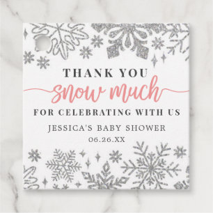 Winter Snowflake Baby Dusche Gefallen Tag Pink Geschenkanhänger