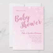 Winter Snowflake Baby Dusche Pink Girl Einladung (Vorderseite)