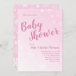Winter Snowflake Baby Dusche Pink Girl Einladung