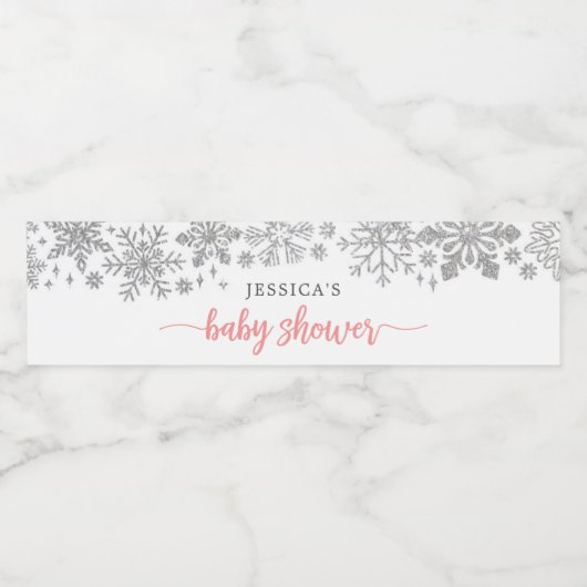 Winter Snowflake Baby Dusche Wasserflasche Etikett (Einzelnes Label)