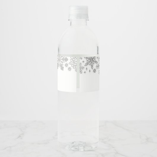 Winter Snowflake Baby Dusche Wasserflasche Etikett (Rückseite)