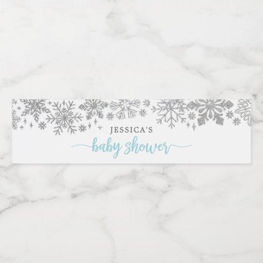Winter Snowflake Baby Dusche Wasserflasche Etikett (Einzelnes Label)