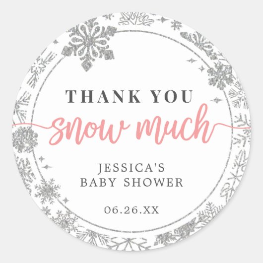 Winter Snowflake Baby Gefallen Aufkleber Pink (Vorderseite)