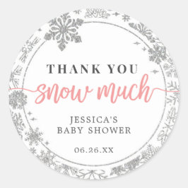 Winter Snowflake Baby Gefallen Aufkleber Pink