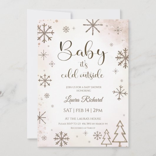 Winter  snowflake baby shower  einladung (Vorderseite)
