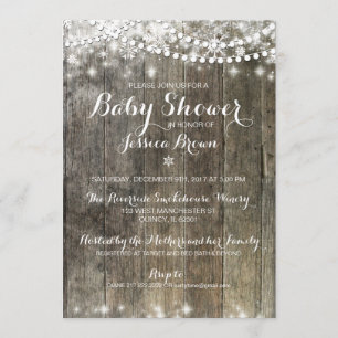 Winter Snowflake Baby Shower Einladung - Rustikal