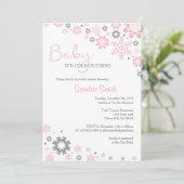 Winter Snowflake Baby Shower Einladungen für Mädch (Stehend Vorderseite)