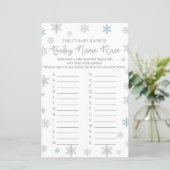 Winter Snowflake Baby Shower Game PRINTIERT (Stehend Vorderseite)