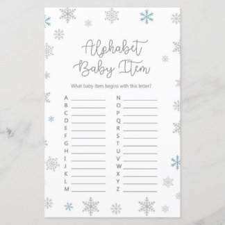 Winter Snowflake Baby Shower Game PRINTIERT