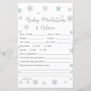 Winter Snowflake Baby Shower Game PRINTIERT