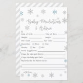 Winter Snowflake Baby Shower Game PRINTIERT (Vorne/Hinten)