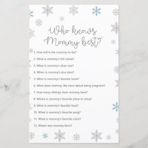 Winter Snowflake Baby Shower Game PRINTIERT