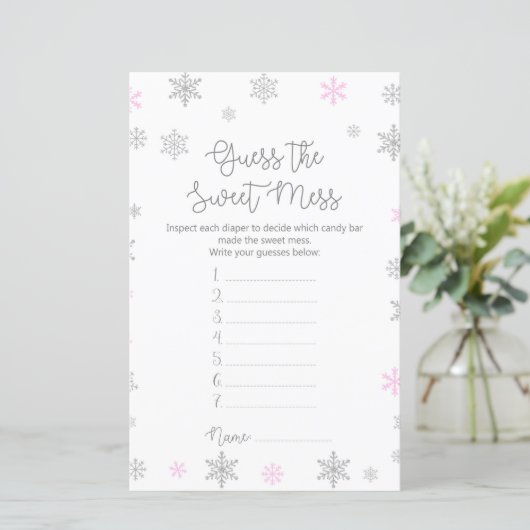 Winter Snowflake Baby Shower Game PRINTIERT (Stehend Vorderseite)